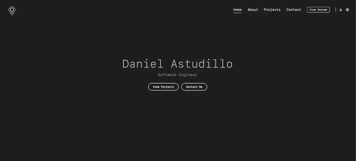Personal Website v2 by Daniel Astudillo - Current iteration of my personal website built with Next.js, TypeScript, React and Tailwind CSS. Features a dark mode toggle and font switcher. - Built with Next.js, TypeScript, React, Tailwind CSS, Framer Motion